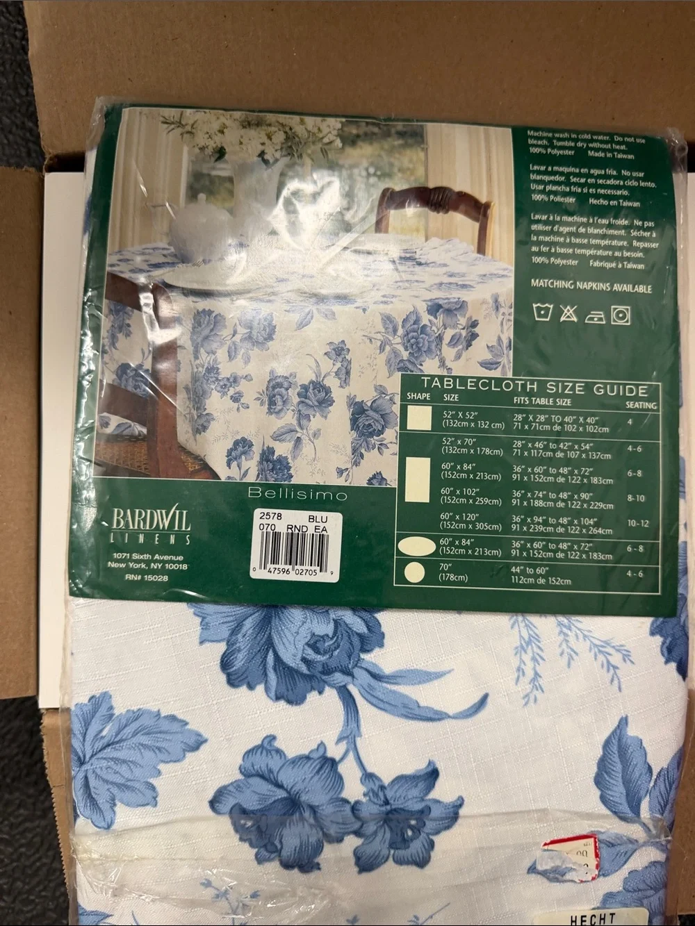Blue Floral Tablecloth - Blue/White